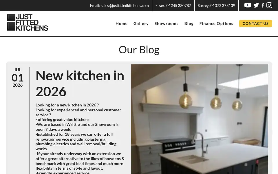 Screenshot of justfittedkitchens.com