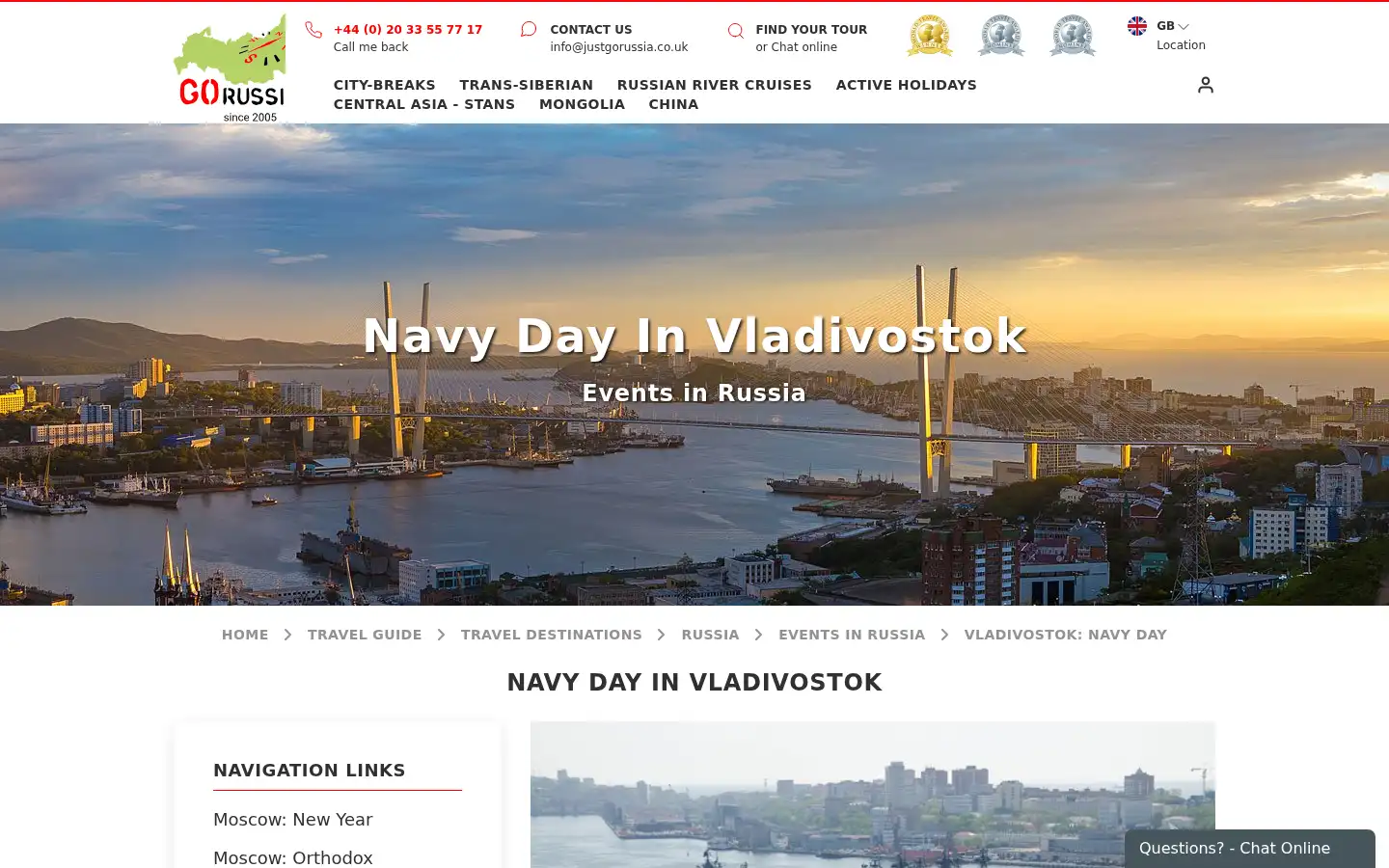 Screenshot of justgorussia.co.uk