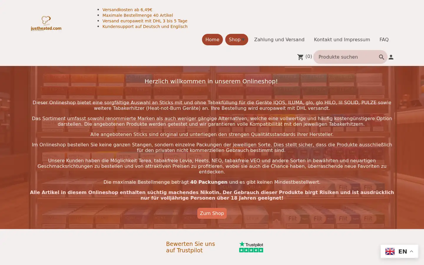 Screenshot of justheated.com