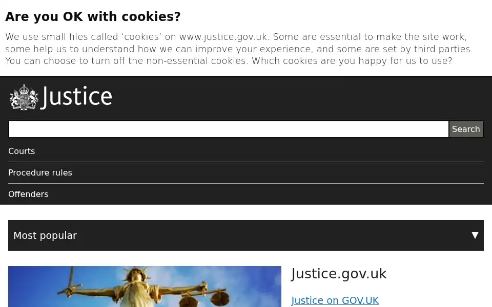 Screenshot of justice.gov.uk