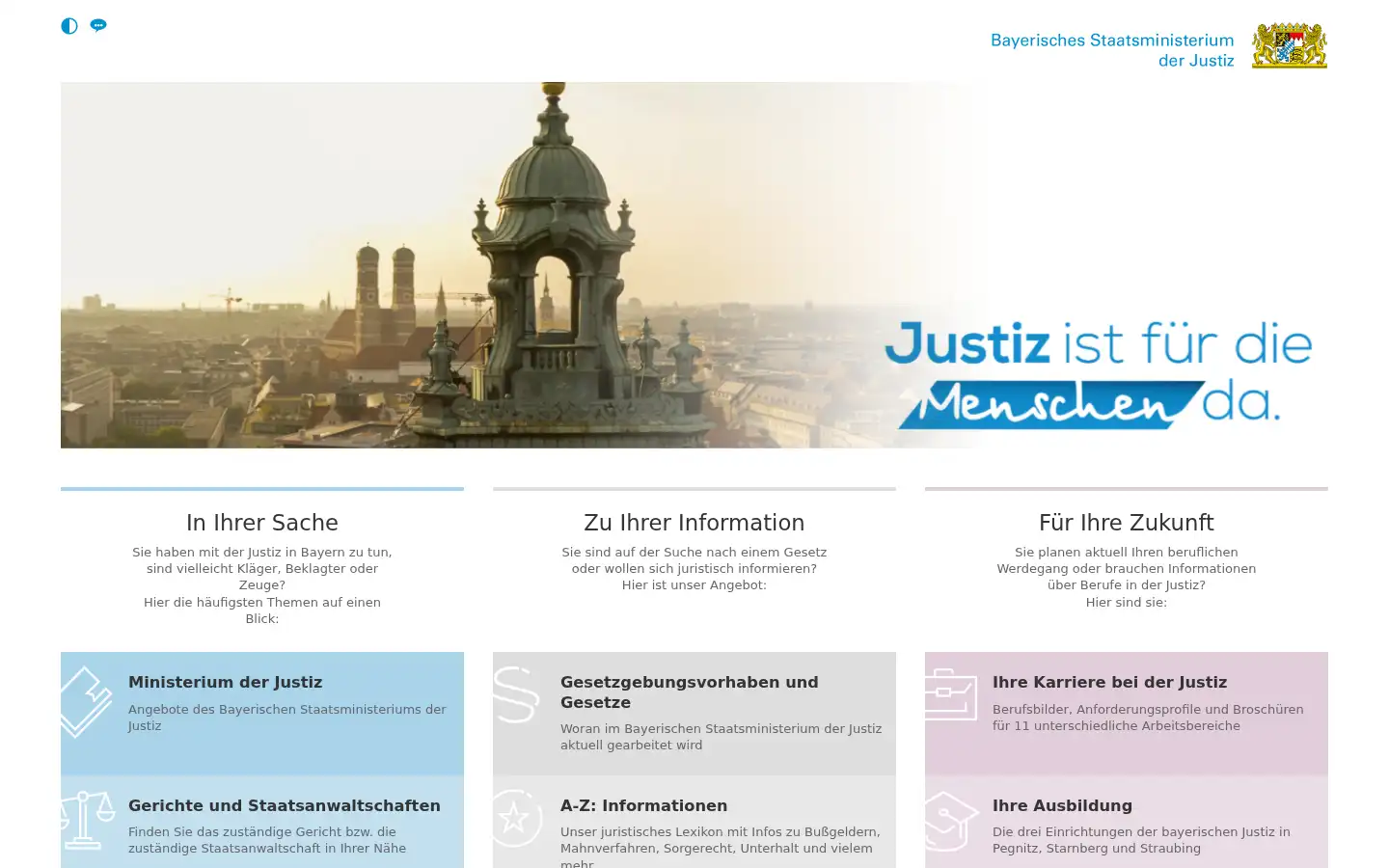 Screenshot of justiz.bayern.de