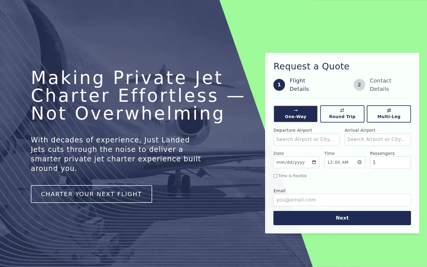 Screenshot of justlandedjets.com