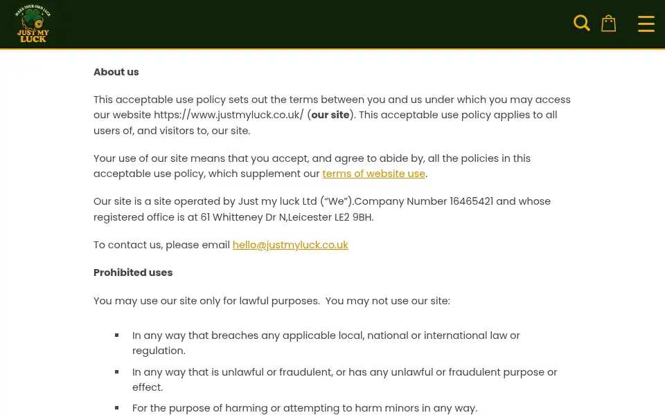 Screenshot of justmyluck.co.uk