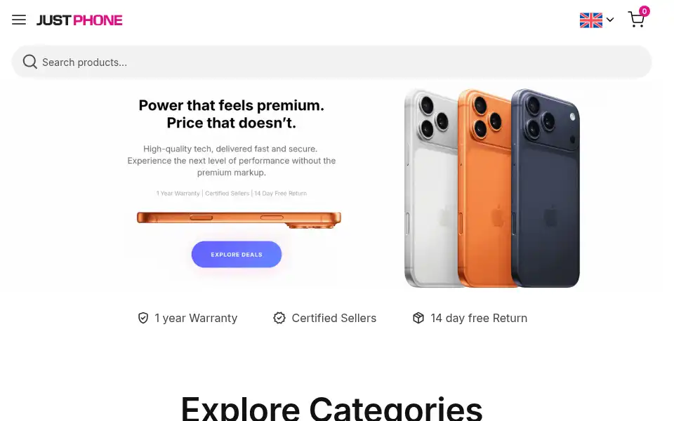 Screenshot of justphone.eu
