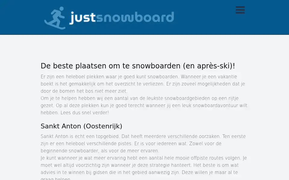 Screenshot of justsnowboard.nl