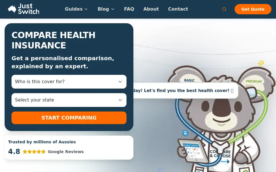 Screenshot of justswitch.com.au