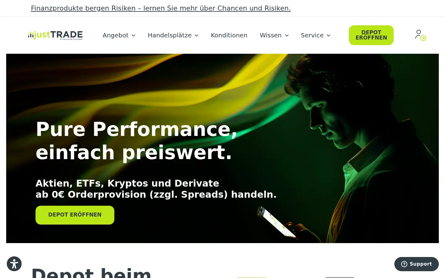 Screenshot of justtrade.com
