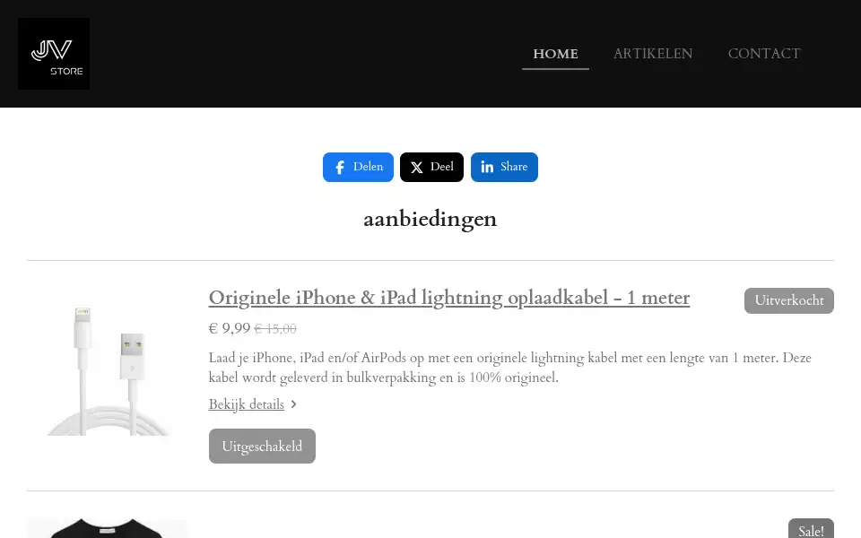Screenshot of jvstore.jouwweb.nl