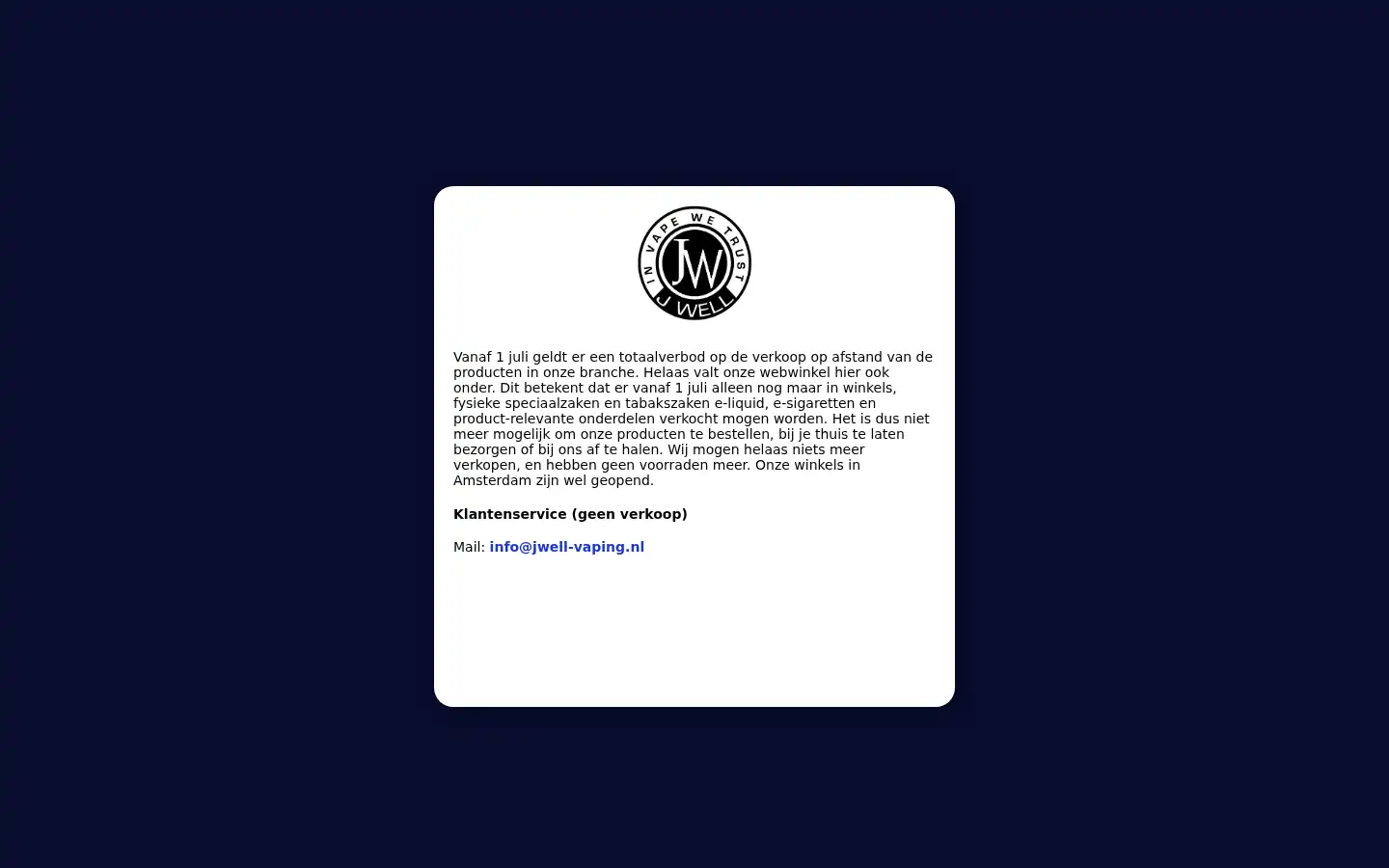 Screenshot of jwell-vaping.com
