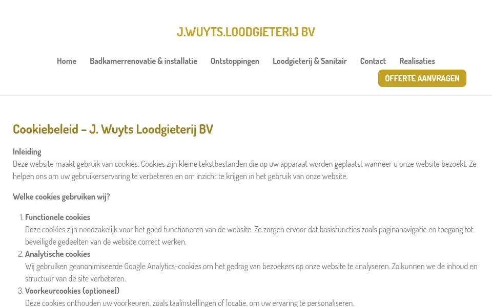 Screenshot of jwuyts-loodgieterij.be