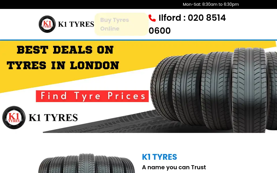Screenshot of k1tyres.co.uk
