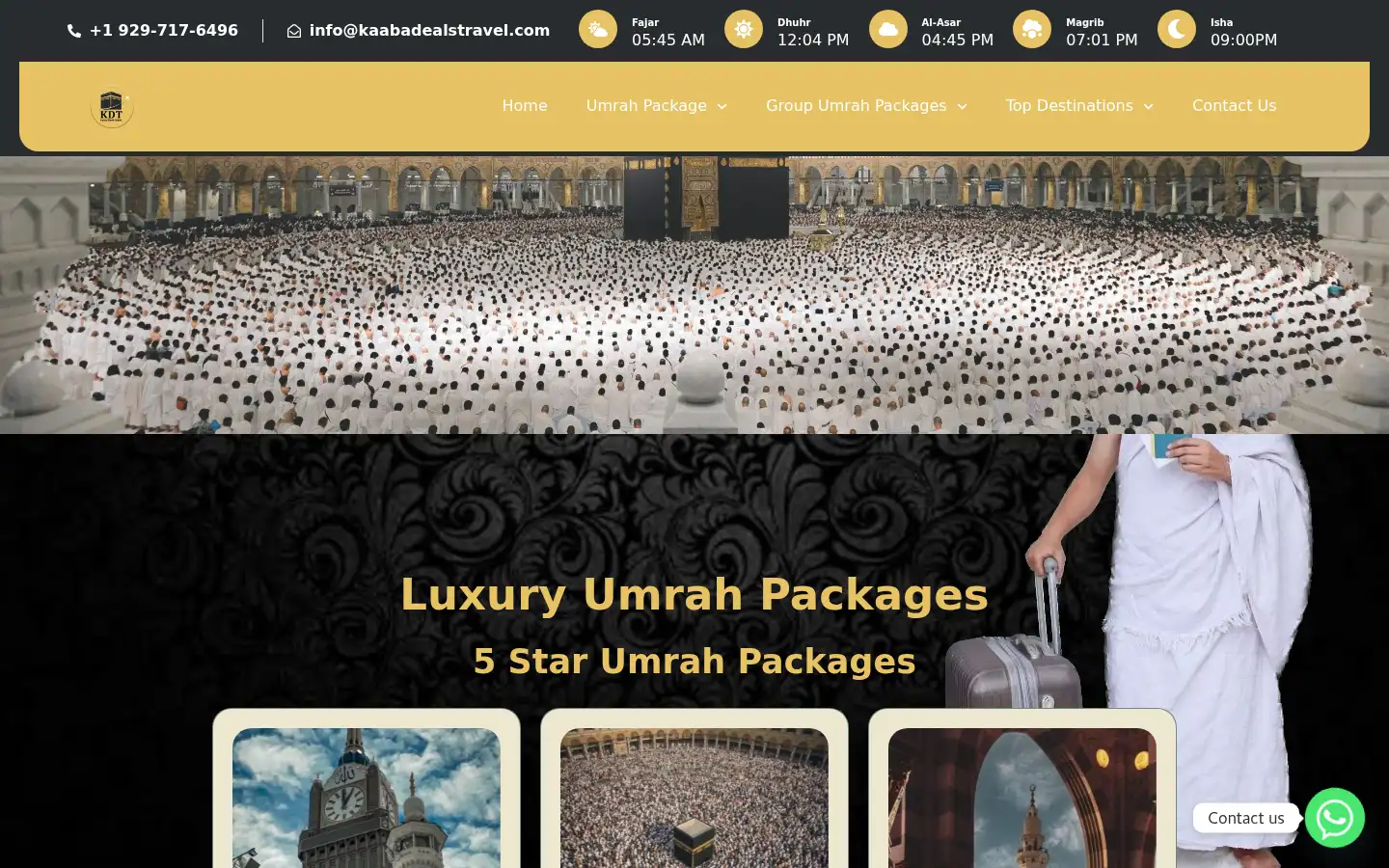 Screenshot of kaabadealstravel.com