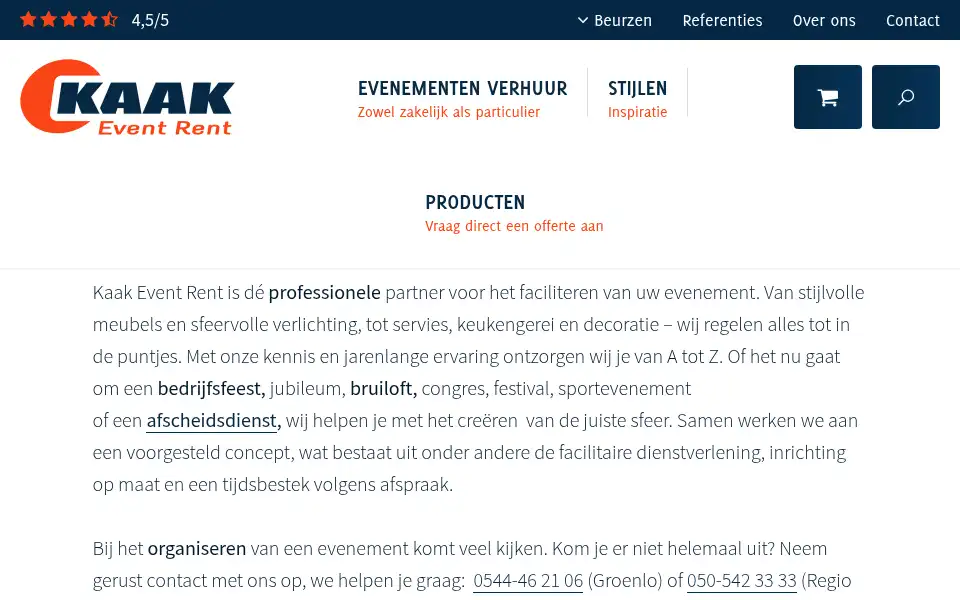 Screenshot of kaakeventrent.nl