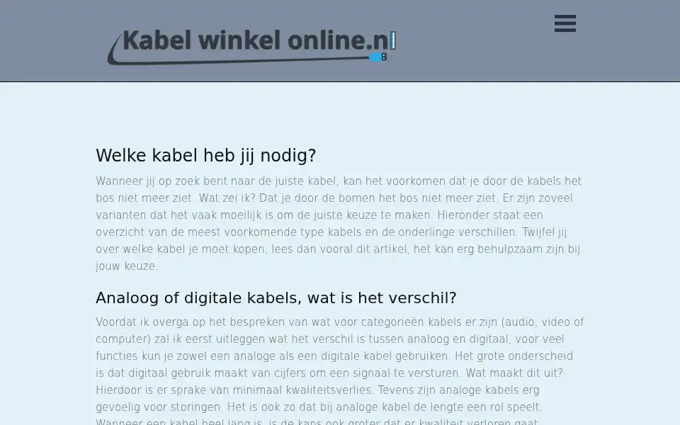 Screenshot of kabelwinkelonline.nl