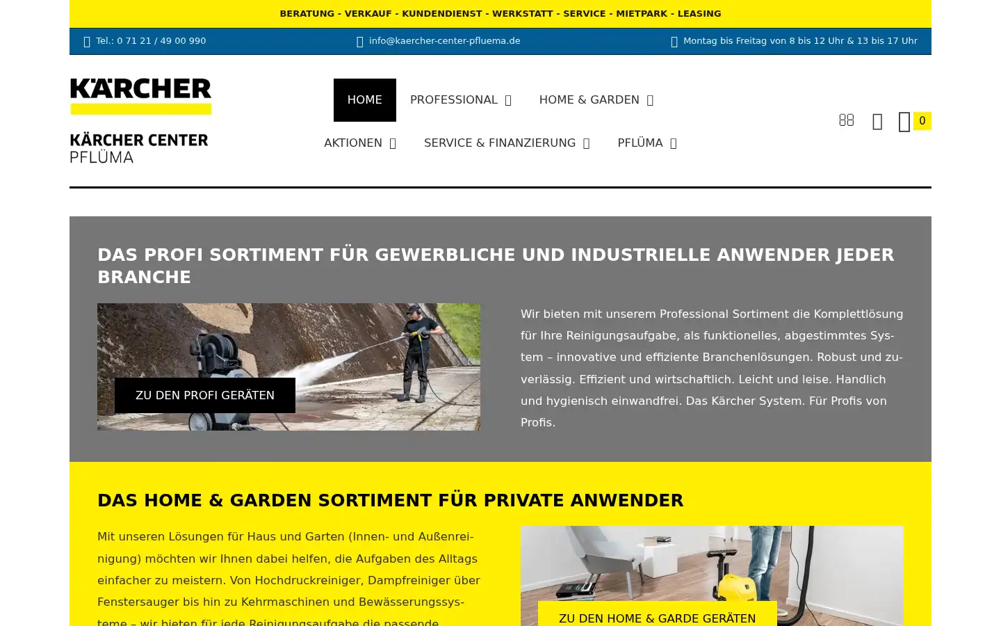 Screenshot of kaercher-center-pfluema.de
