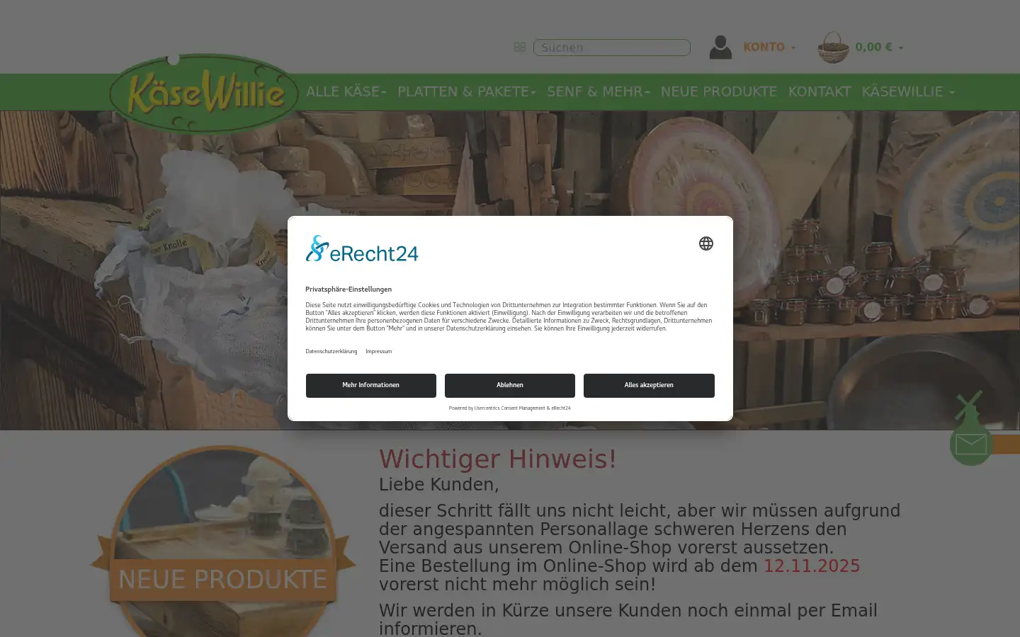 Screenshot of kaesewillie.de
