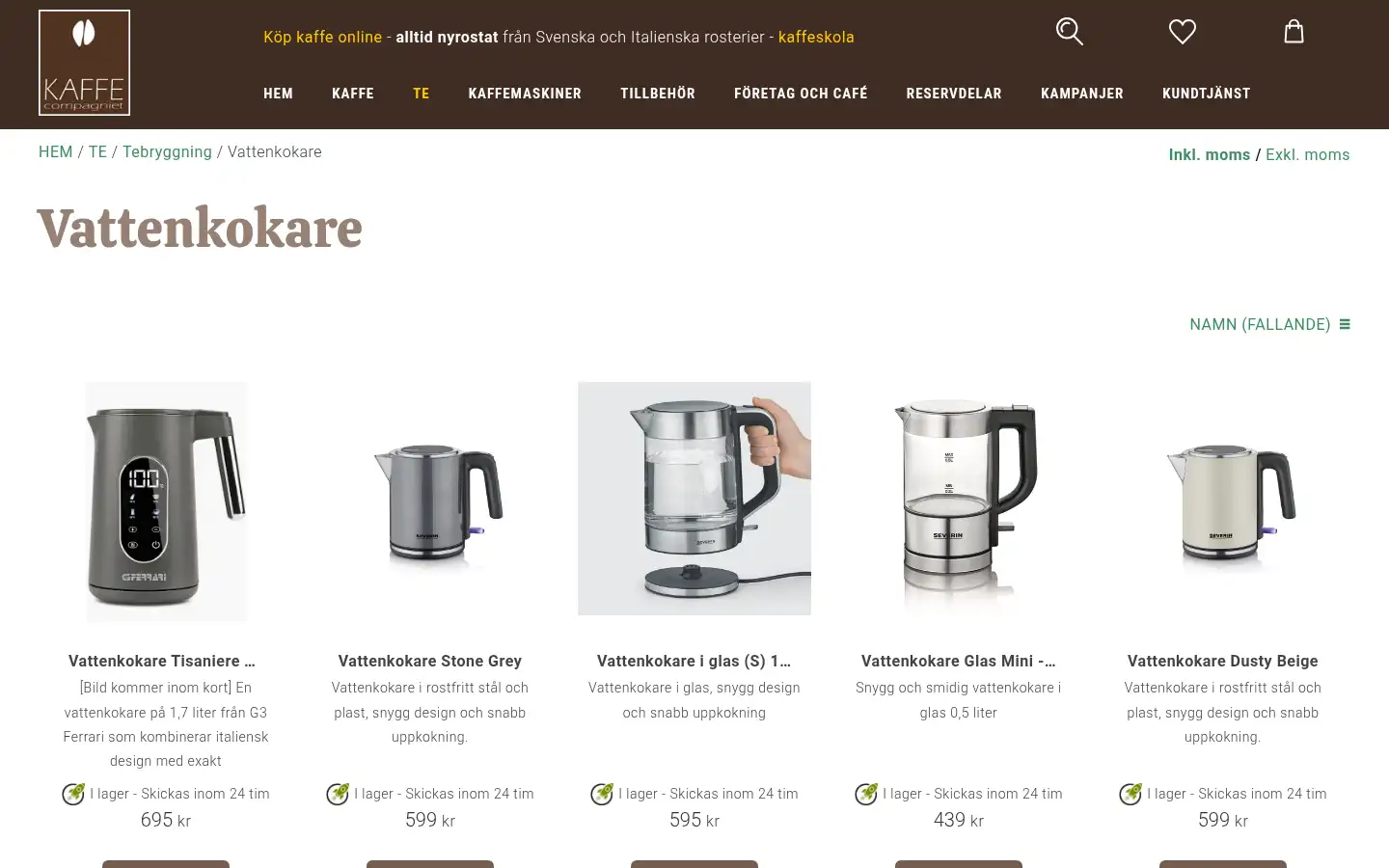 Screenshot of kaffecompagniet.se