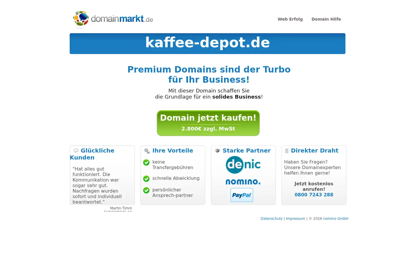 Screenshot of kaffee-depot.de