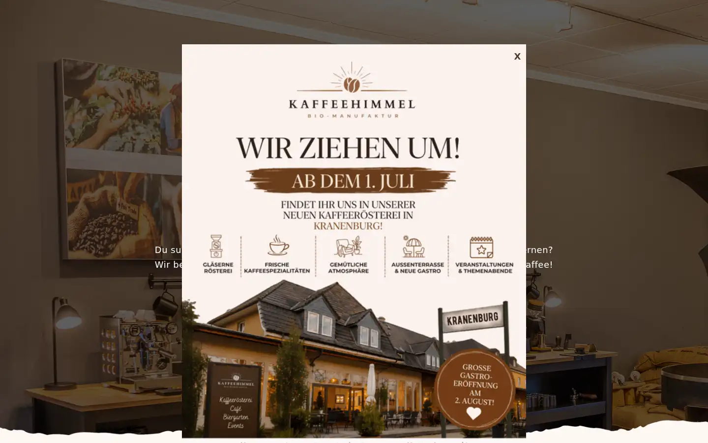 Screenshot of kaffeehimmel-roesterei.de