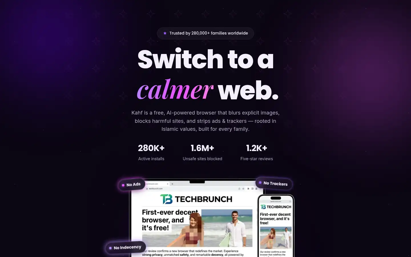 Screenshot of kahfbrowser.com