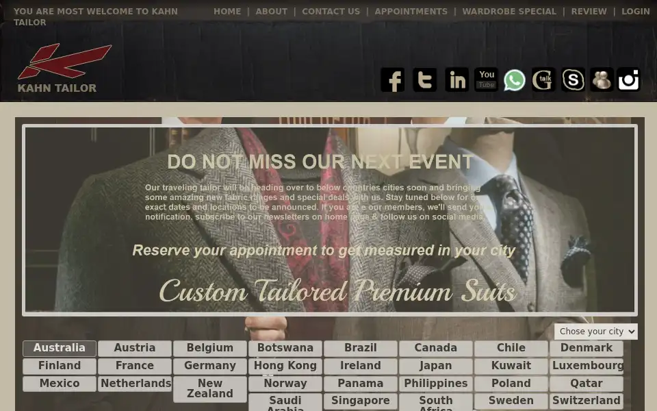 Screenshot of kahntailors.com