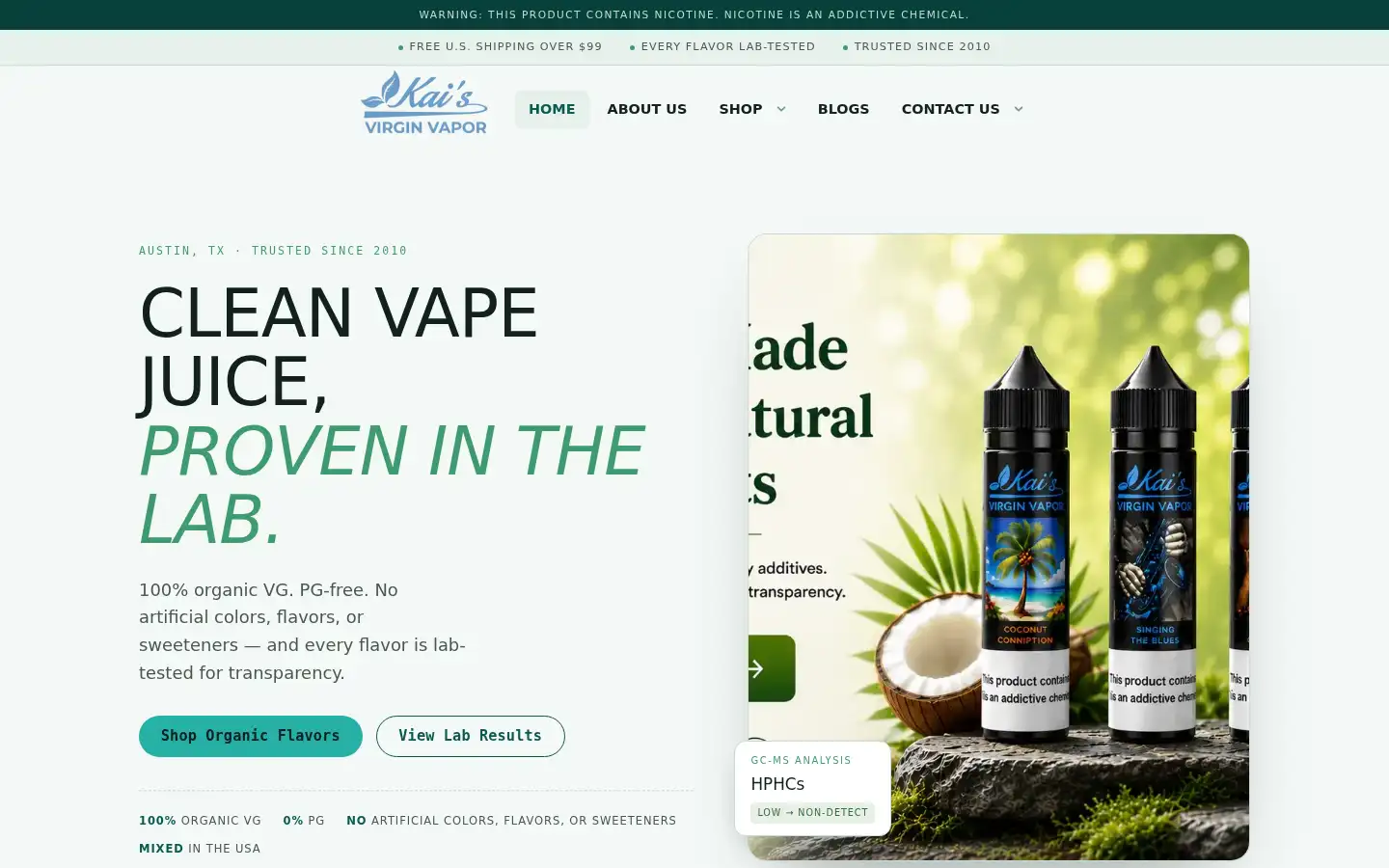 Screenshot of kaisvirginvapor.com