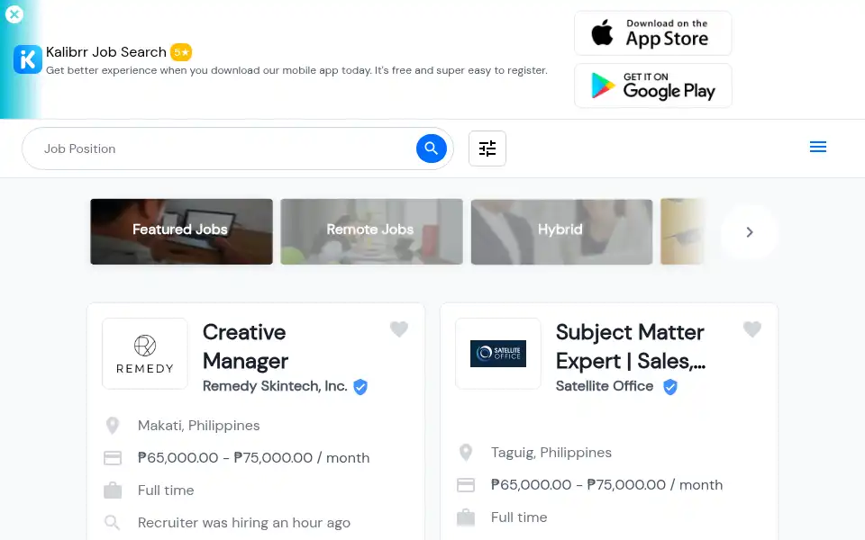 Screenshot of kalibrr.com