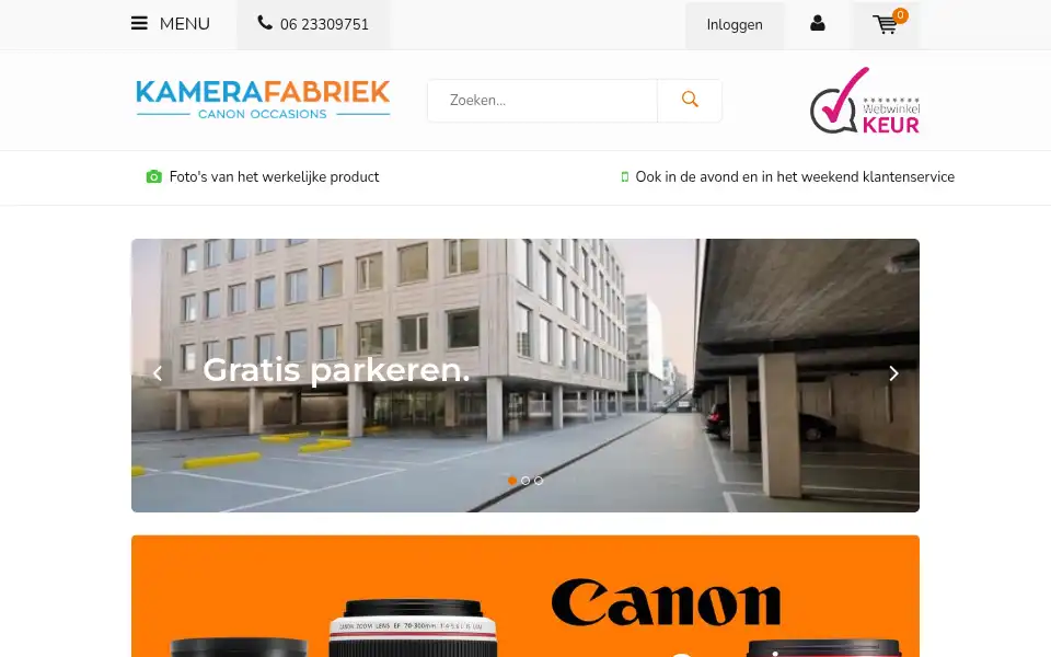 Screenshot of kamerafabriek.nl