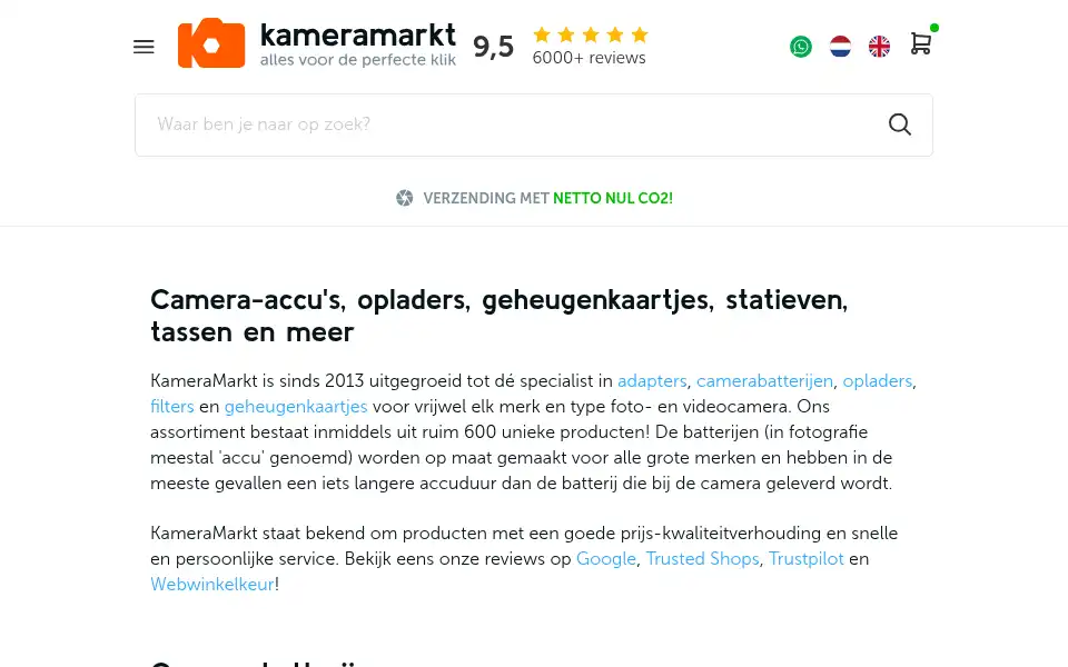 Screenshot of kameramarkt.nl