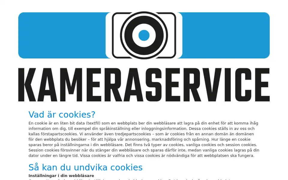 Screenshot of kameraservice.se