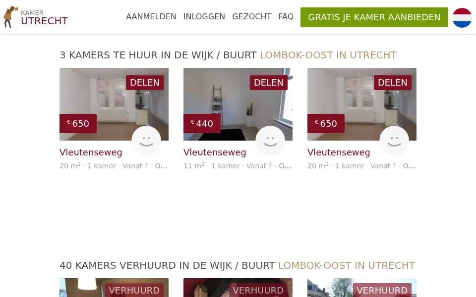 Screenshot of kamersutrecht.nl