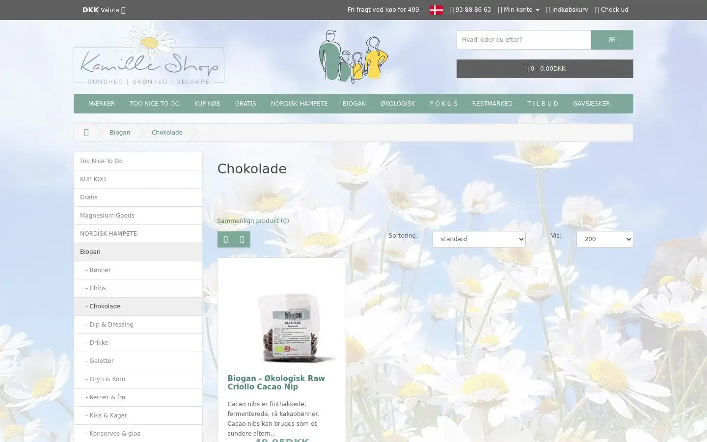 Screenshot of kamilleshop.dk