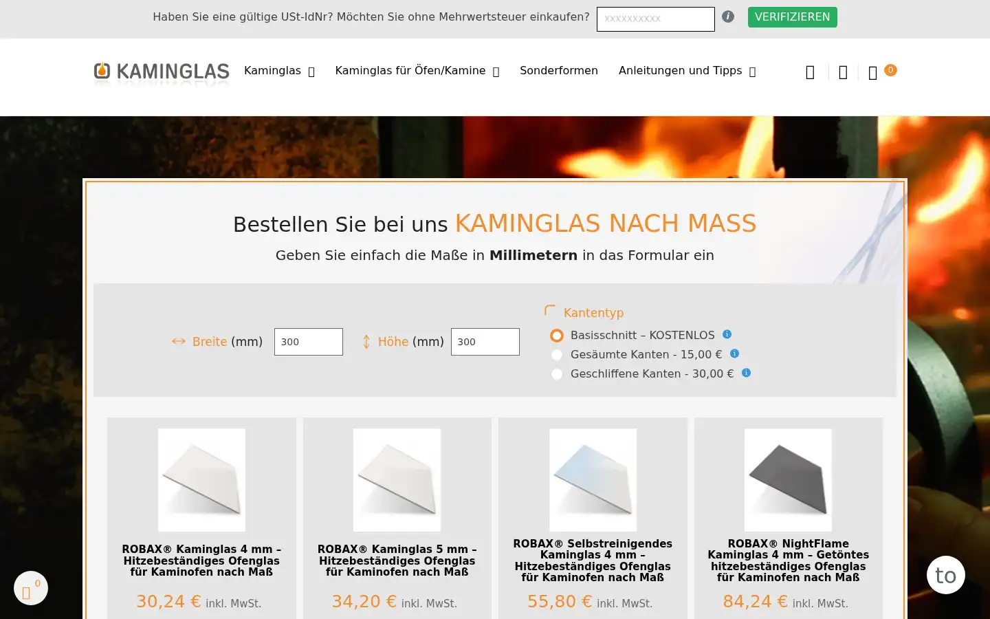 Screenshot of kaminglas.at