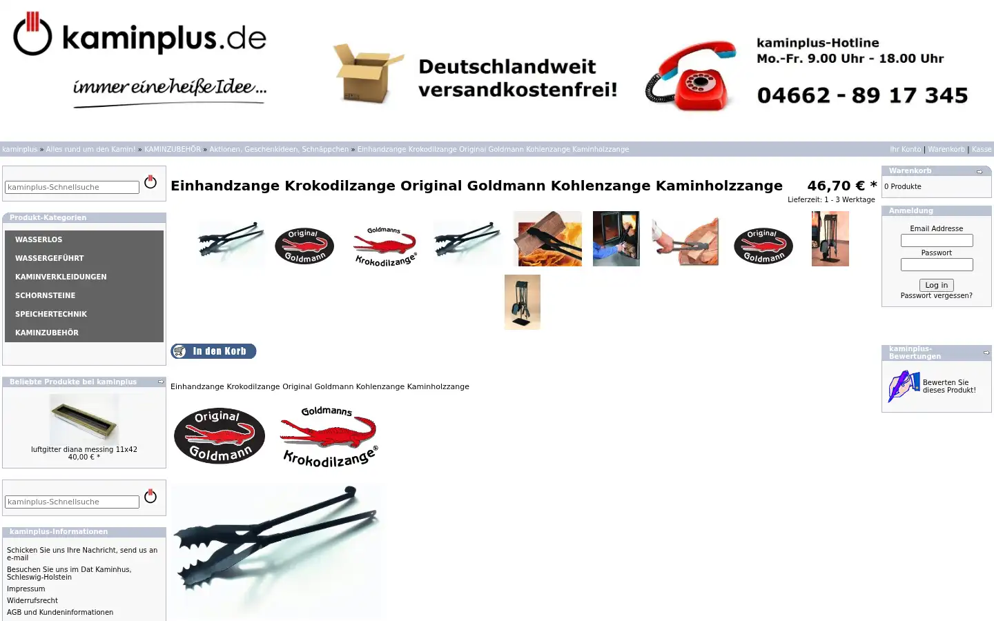 Screenshot of kaminplus.de
