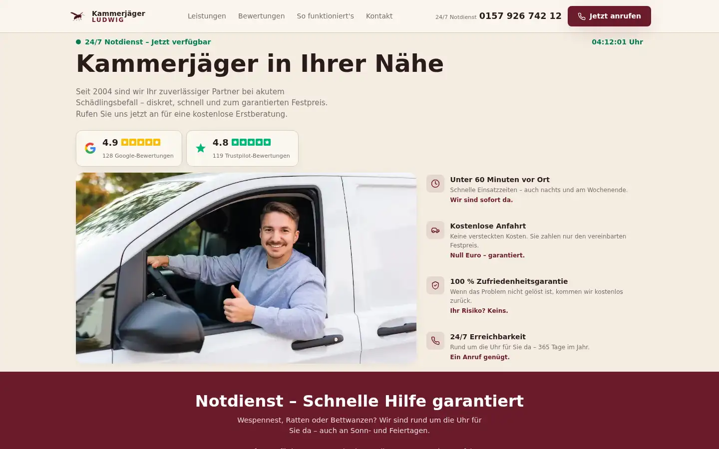 Screenshot of kammerjaeger-ludwig.de