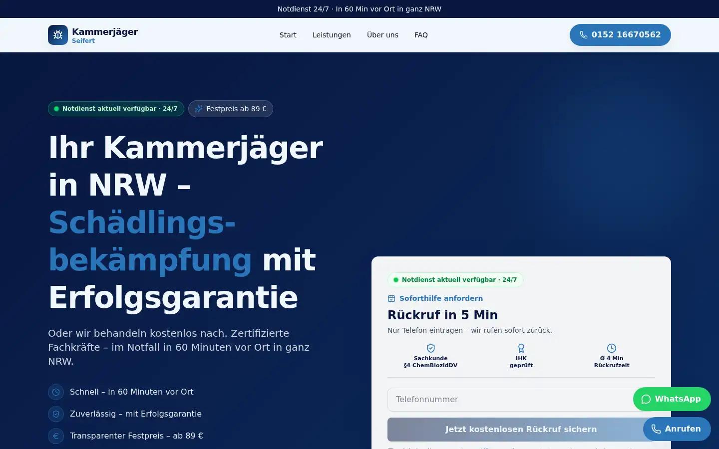Screenshot of kammerjaeger-seifert.de