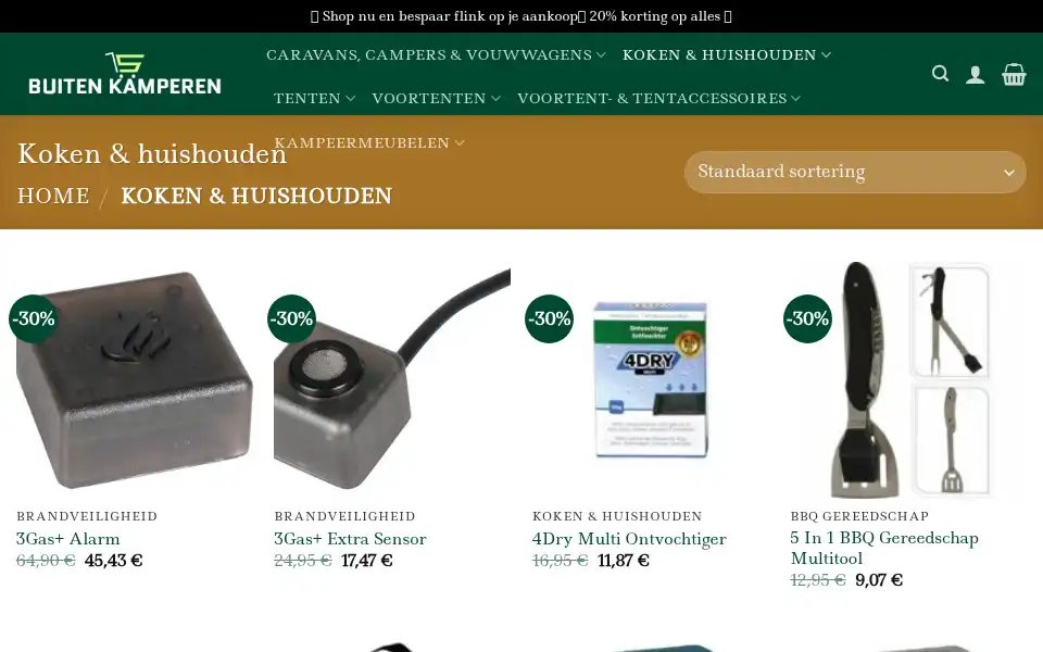 Screenshot of kampeersportwinkel.com