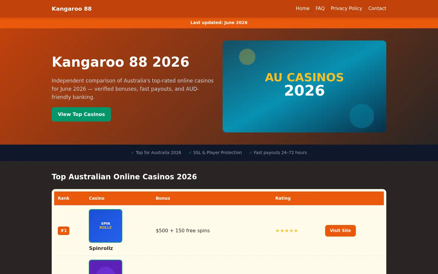Screenshot of kangaroo88-casino-aus.com