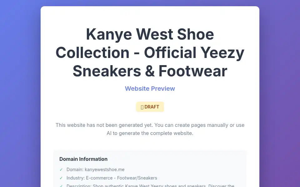 Screenshot of kanyewestshoe.me