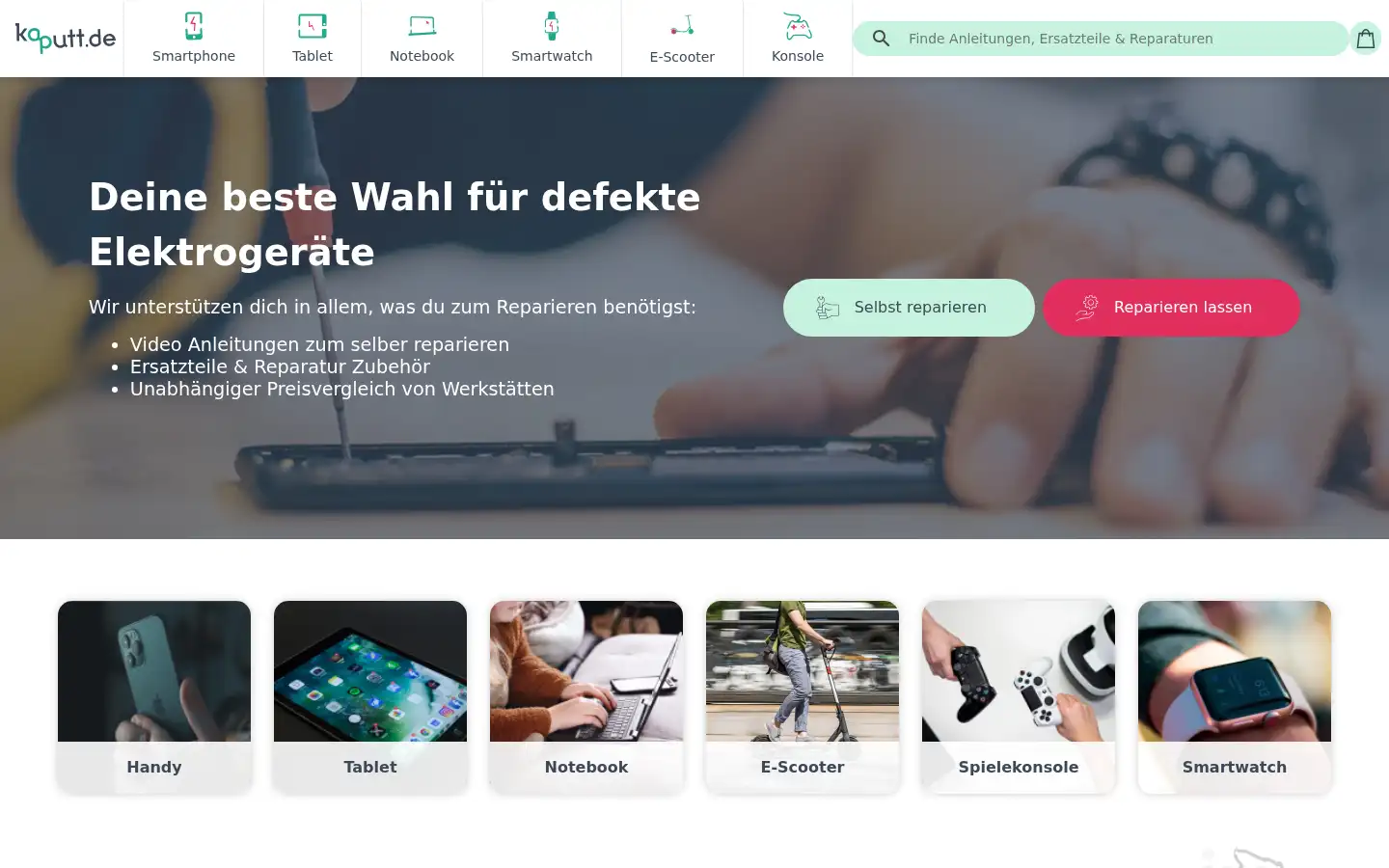 Screenshot of kaputt.de