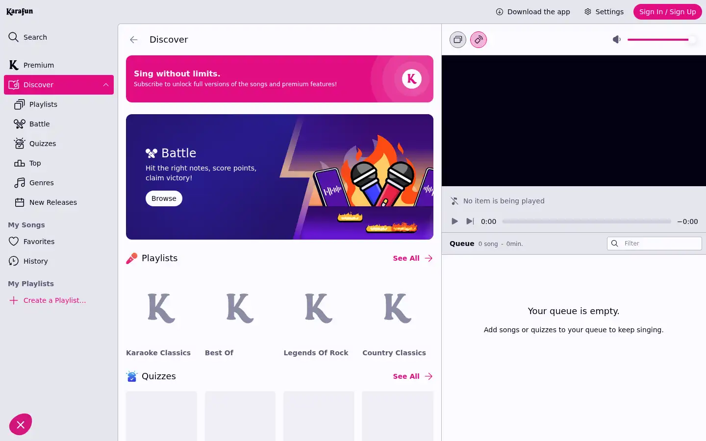 Screenshot of karafun.com