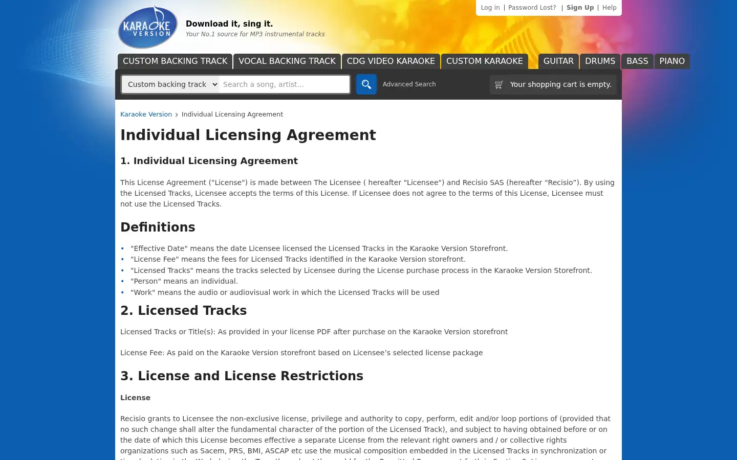 Screenshot of karaoke-version.com