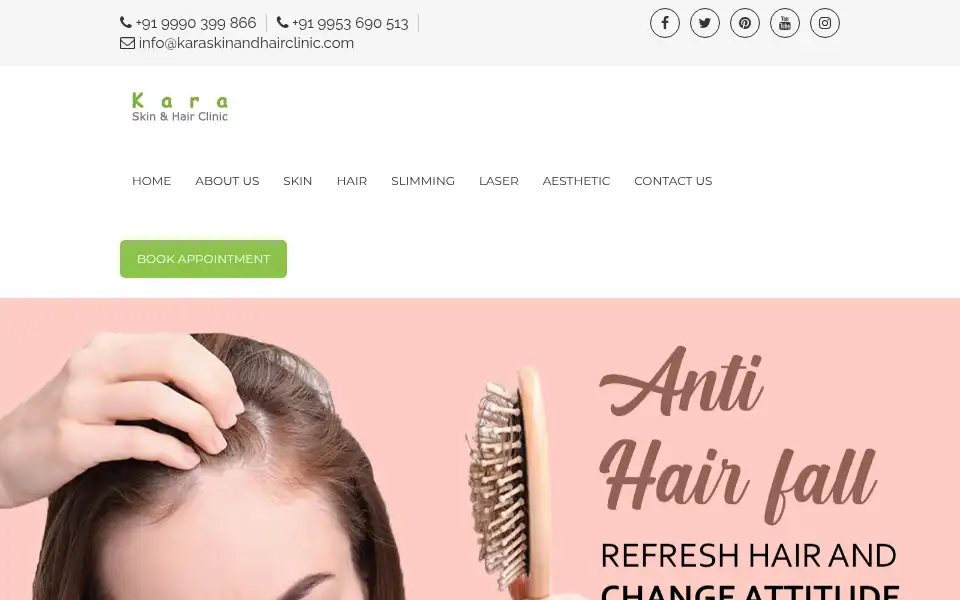 Screenshot of karaskinandhairclinic.com