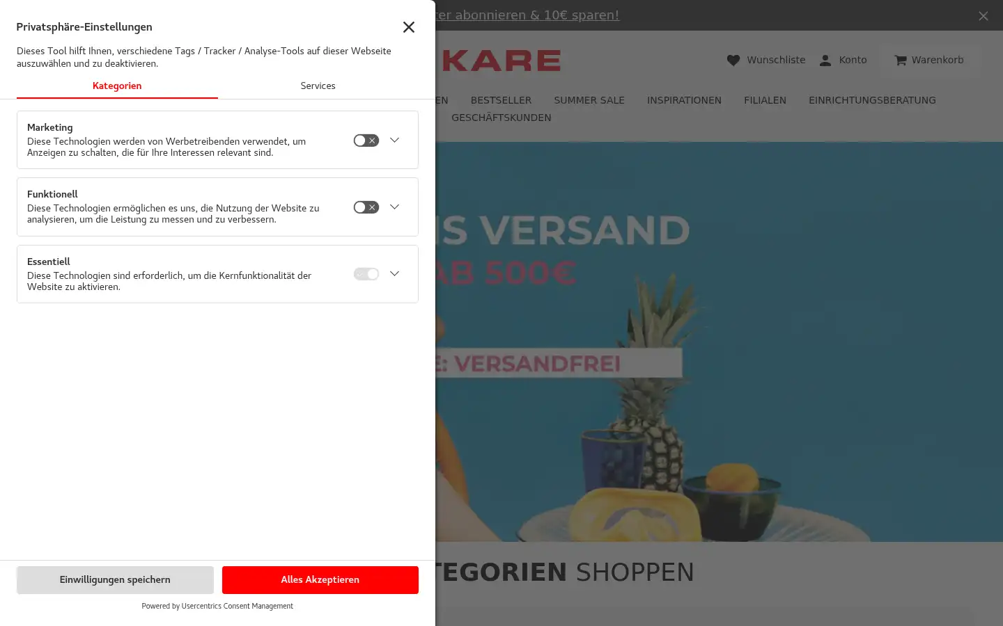 Screenshot of kare.de