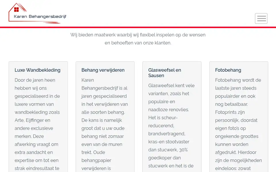 Screenshot of karenbehangersbedrijf.nl