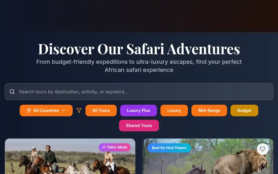 Screenshot of karlasafariadventures.com