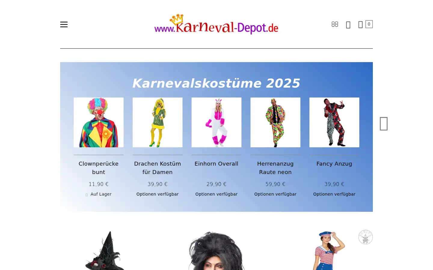 Screenshot of karneval-depot.de