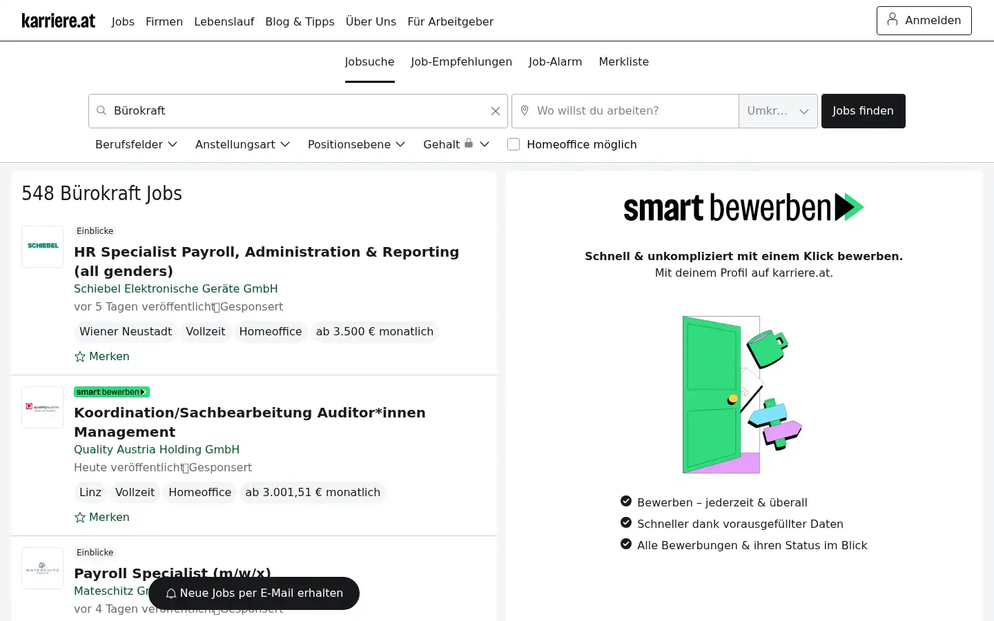 Screenshot of karriere.at