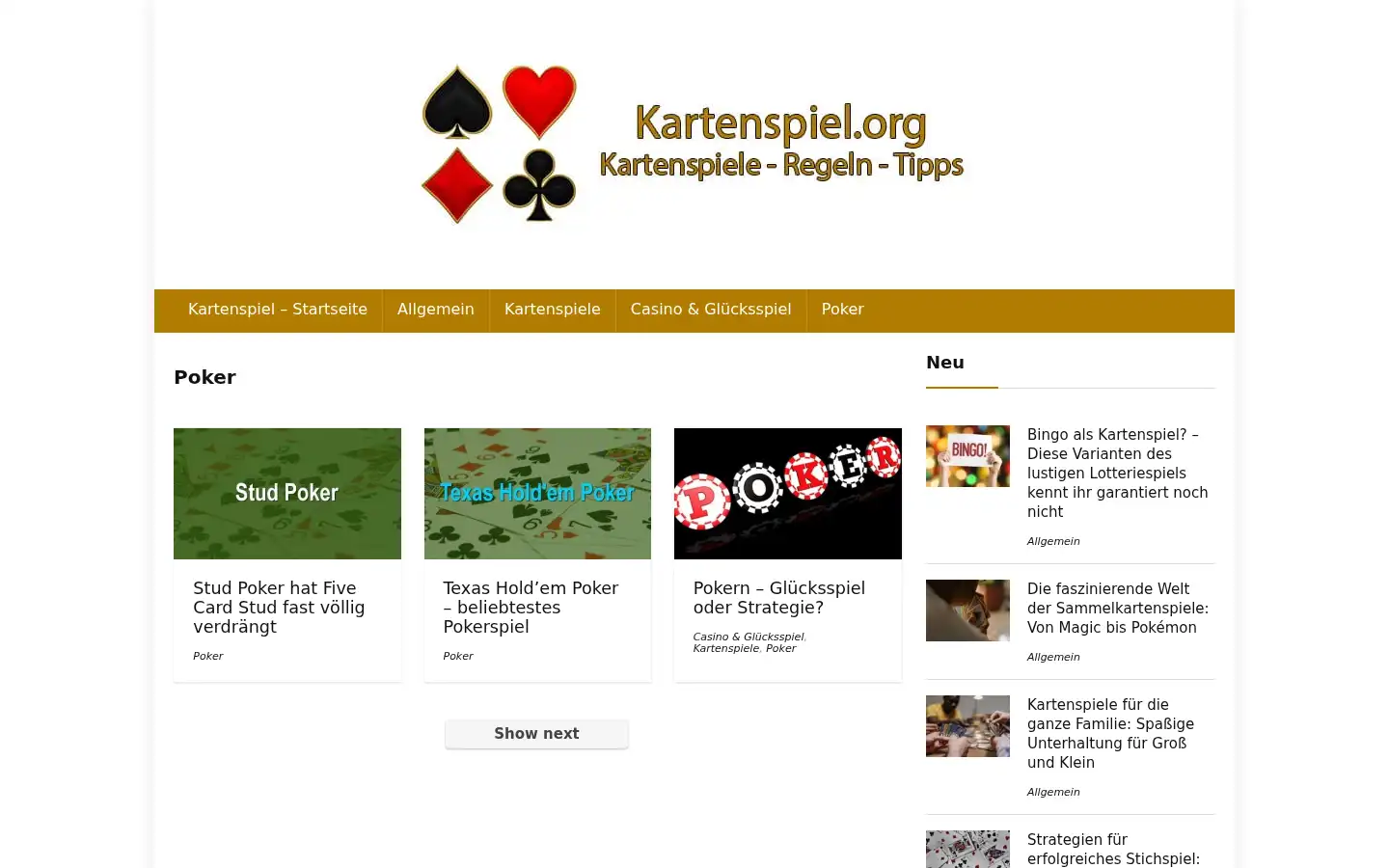 Screenshot of kartenspiel.org