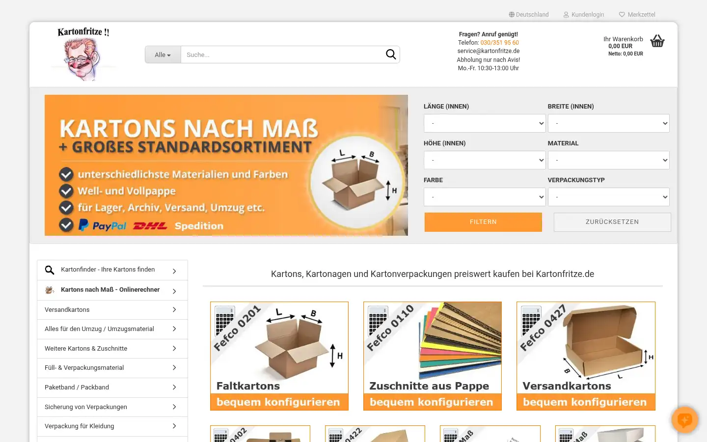 Screenshot of kartonfritze.de